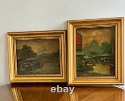 Paire De Peintures Les Marchés Italie Naples A. Migliardi (1913-1985)