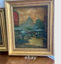 Paire De Peintures Les Marchés Italie Naples A. Migliardi (1913-1985)