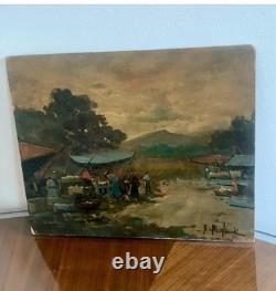 Paire De Peintures Les Marchés Italie Naples A. Migliardi (1913-1985)