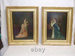 Paire Tableaux XIXèm Elegantes Napoléon III DLG Eugène Accard, Auguste Toulmouche
