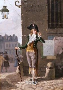 Paire tableaux Incroyable Merveilleuse portraits Clément QUINTON Révolution XIXè