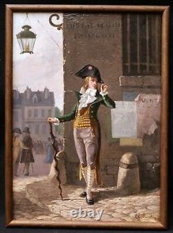 Paire tableaux Incroyable Merveilleuse portraits Clément QUINTON Révolution XIXè