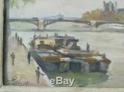 Paris Louvre Vu De La Seine Pont Du Carrousel Peinture Huile /p Paysage Tableau