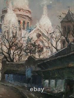 Paris, Montmartre, Sacré Coeur, 1955. Tableau de Georges Filiberti (1881-1970)