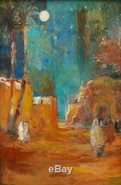 Patrice LANDAUER tableau huile paysage orientaliste oasis Orient orientalisme