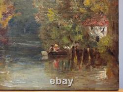 Paul Huet (1803-1869) Huile sur toile Sous-bois avec un étang