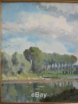 Paul Morchain 1876/1939 Paysage de fond d'estuaire Bretagne Hsb 46 x 38 cm