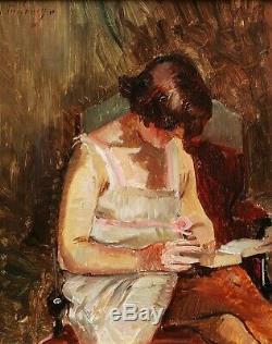 Paul PARFONRY tableau portrait femme déshabillé toilette intimité art moderne