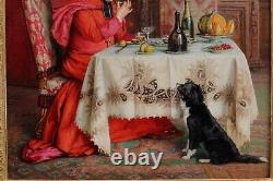 Paul SCHAAN (1857-1924). Cardinal dégustation repas, Champagne. Religieux. Chien