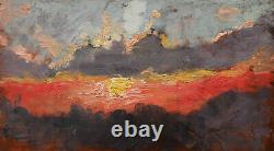 Paul SIEFFERT tableau paysage soleil couchant crépuscule étude nuages huile art