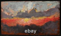 Paul SIEFFERT tableau paysage soleil couchant crépuscule étude nuages huile art