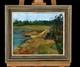 Paysage Avec Bateau Huile Sur Bois Non Sign&eacute;, Avec Cadre, Peinture Originale