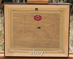 Paysage Hivernal Avec Figurines Et Patinoire Huile sur Bois Signé Cadre