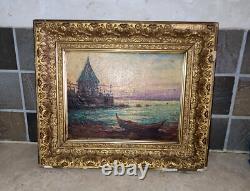 Paysage, Huile sur panneau / bois XIXème à restaurer, tableau signé
