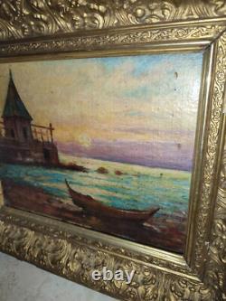 Paysage, Huile sur panneau / bois XIXème à restaurer, tableau signé
