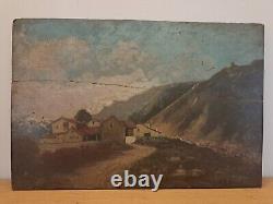 Paysage Montagnard, Huile Sur Bois, Signé, XIX°