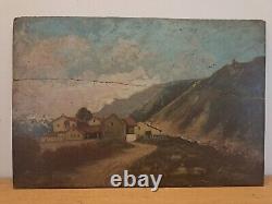 Paysage Montagnard, Huile Sur Bois, Signé, XIX°