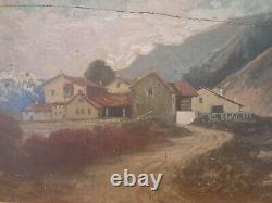 Paysage Montagnard, Huile Sur Bois, Signé, XIX°