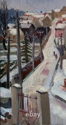 Paysage Neige huile Yvonne Blanchon Vers 1930 Goût Utrillo Post Impressionniste
