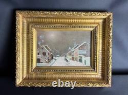 Paysage d'hiver Huile sur toile dans son cadre en bois doré
