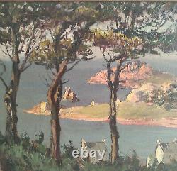 Paysage marin de Bretagne, HSB, Signée Paul Esnoul(1882-1960), Datée 1937, encadrée