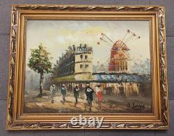 Peinture À L'huile Sur Toile Avec Cadre En Bois Doré Tableau Vintage Signé