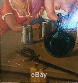 Peinture À L'huile-sur Bois-gustave Alaux-peintre-bordeaux-marine-corsaires-1930