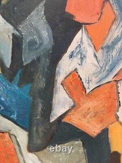 Peinture Abstraite 1960 Huile Sur Panneau Bois Hsp À Identifier Paysage Au Verso