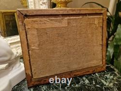 Peinture Ancienne, Huile Sur Panneau, Maisons Derrière Les Arbres, XIX Ème S