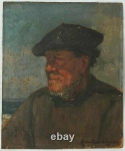 Peinture Ancienne signé HUMBERT-VIGNOT (1878-1960) Breton, Portrait, Personnage