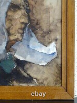 Peinture Expressionniste-vers 1960-puissant Portrait De Femme Bretonne-anonyme