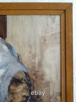 Peinture Expressionniste-vers 1960-puissant Portrait De Femme Bretonne-anonyme