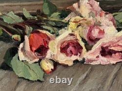 Peinture HSP Nature morte aux roses par Yvonne Vonnot-Viollet Le Duc 1936
