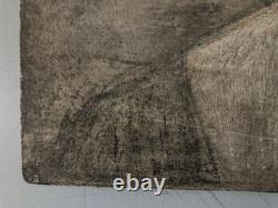 Peinture Huile Et Crayon panneau bois femme 1920 Ancien À Identifier Grattage