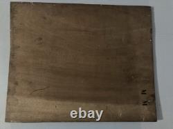 Peinture Huile Et Crayon panneau bois femme 1920 Ancien À Identifier Grattage