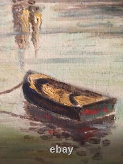 Peinture Huile Panneau Bois Quimper Bretagne Marine Bateau Jourdain Tableau 1950