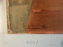 Peinture Huile Sur Bois 1940 Giuseppe Sebasti nature morte au bouquet de fleurs
