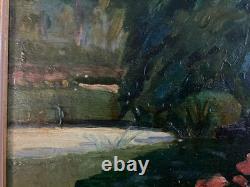 Peinture Huile Sur Bois 1960 Fleur Fleurs Arbre Jardin Nature Painting Paysage