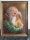 Peinture Huile Sur Bois Vieil Homme Joueur De Mandoline