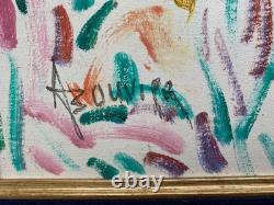 Peinture Huile Toile Signée Armand Bouvier Style Fauvisme Promeneurs Ss Le Bois