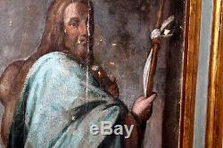 Peinture Huile sur bois Christ Pèlerin haute époque hauteur 2,20 M