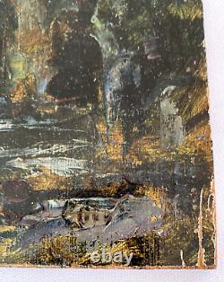 Peinture Huile sur bois Torrent de montagne old painting mountain landscape