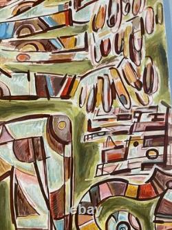 Peinture Huile sur panneau bois Homme Portrait 1960 Piano Orgue Painting Musique