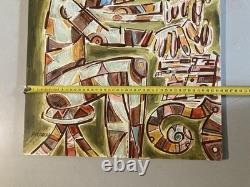 Peinture Huile sur panneau bois Homme Portrait 1960 Piano Orgue Painting Musique