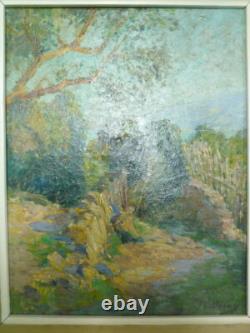 Peinture Impressionniste HST paysage printanier signé G DELOY (1856 / 1930)