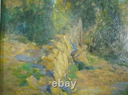 Peinture Impressionniste HST paysage printanier signé G DELOY (1856 / 1930)