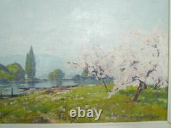 Peinture Impressionniste paysage Normand Seine HSP signé LAUNAY (1890 / 1956)