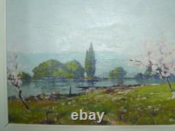 Peinture Impressionniste paysage Normand Seine HSP signé LAUNAY (1890 / 1956)
