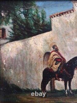 Peinture Orientaliste-1908-soldat Français Gardant Une Porte En Afrique Du Nord
