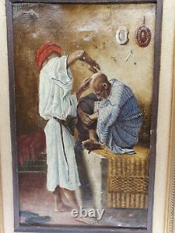 Peinture Orientaliste signé Ribains Huile sur toile 1887 Cadre en bois 43x31 cm